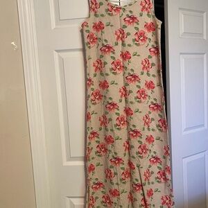 Christopher & Banks Pink Floral Linen Dress